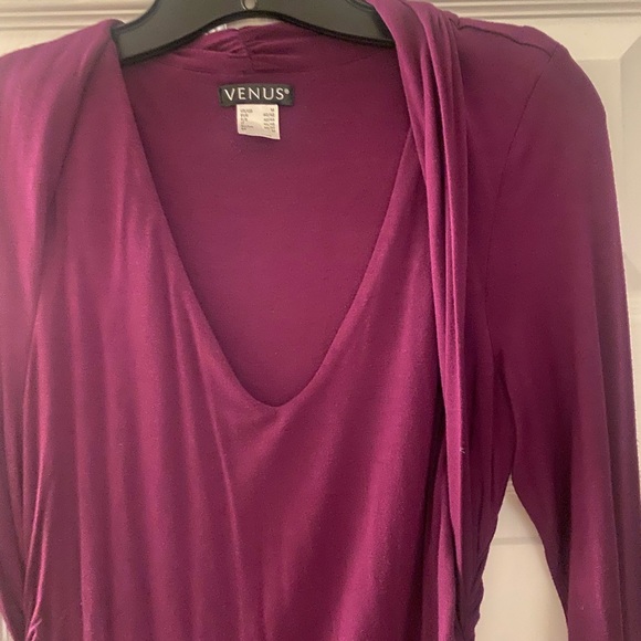 Venus Dress w/Faux Shrug Ruched Purple - Picture 6 of 6